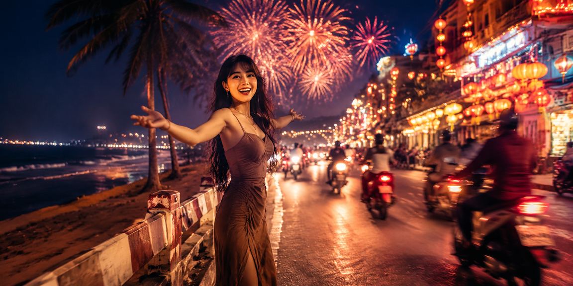 Nhóm bạn trẻ xem tỷ lệ cược thể thao tại cà phê ngoài trời Mũi Né